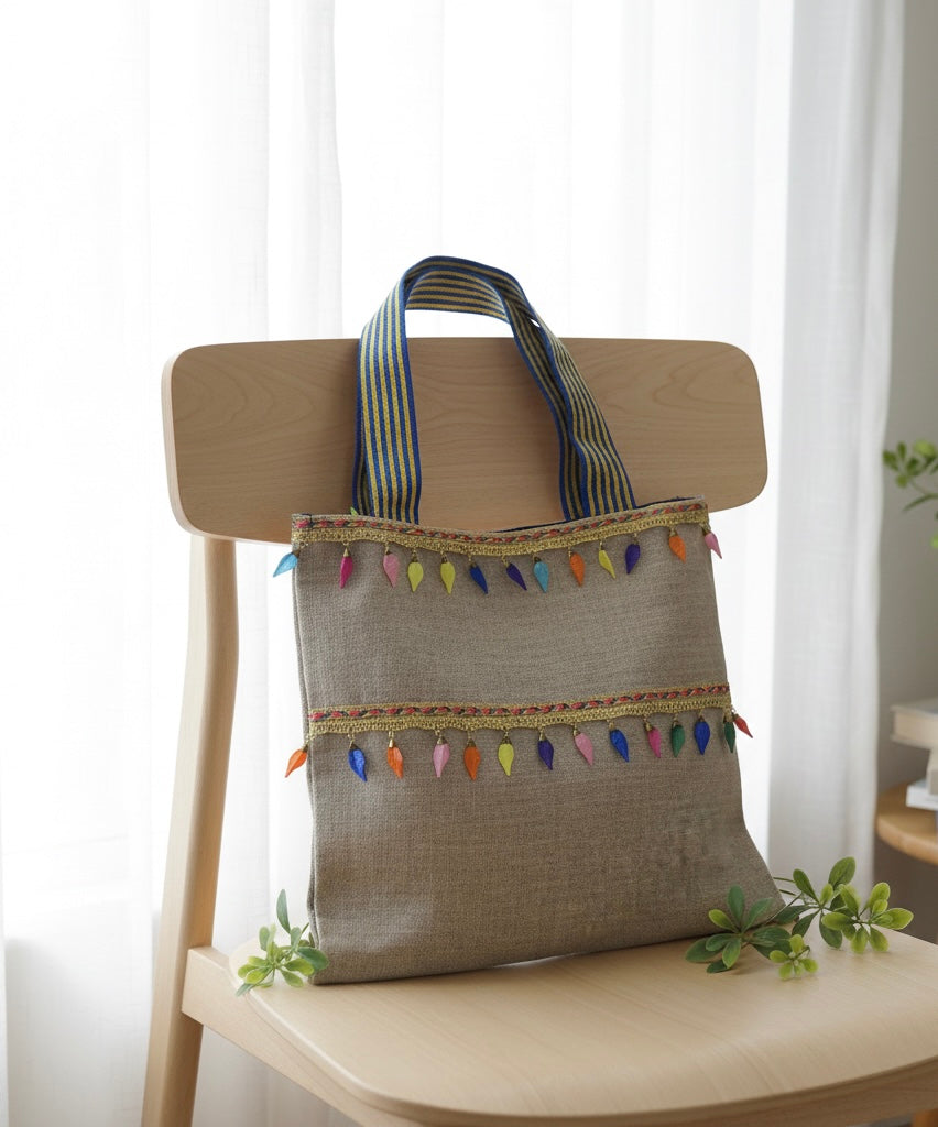 Tote bag en Toile de Jute Décoré