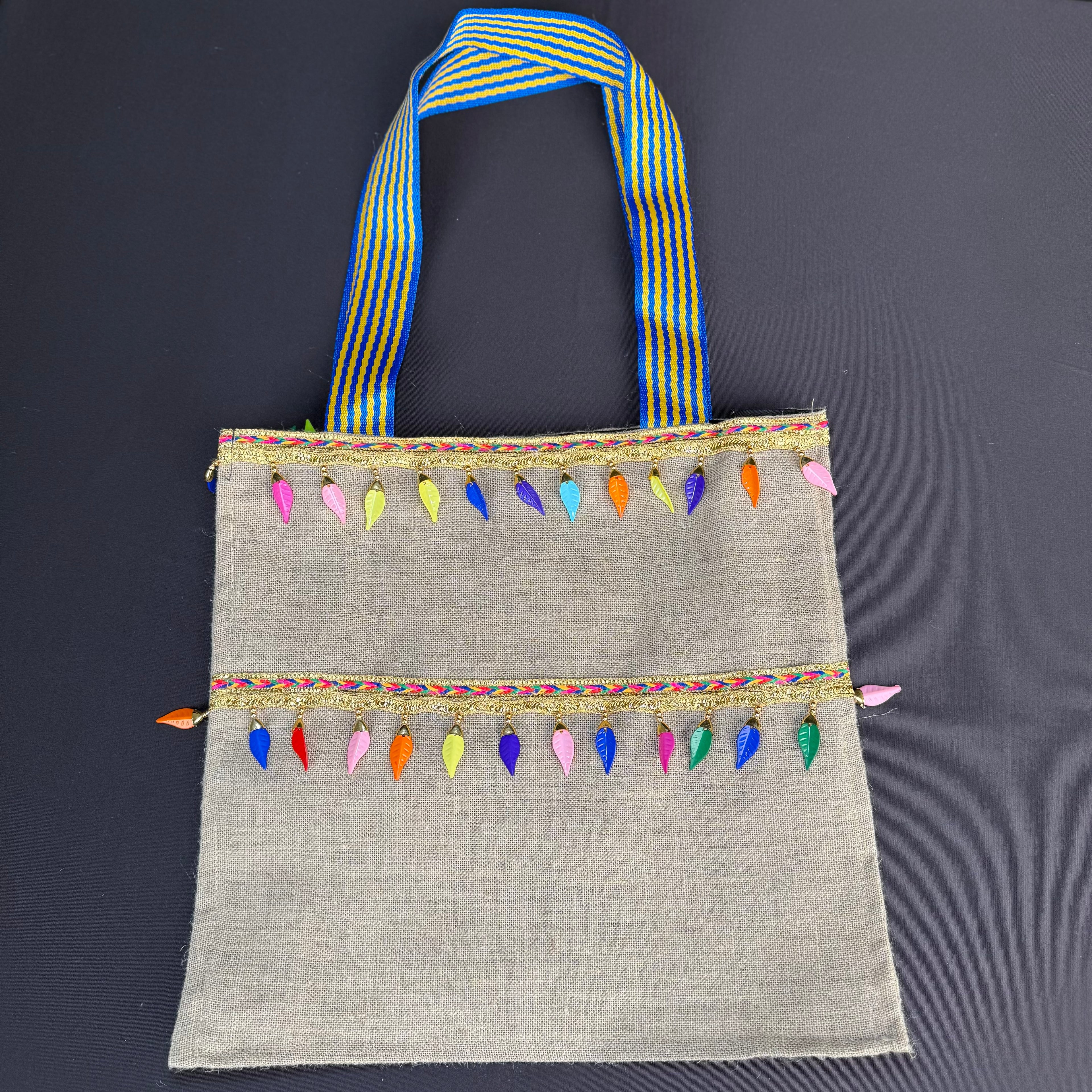 Tote bag en Toile de Jute Décoré