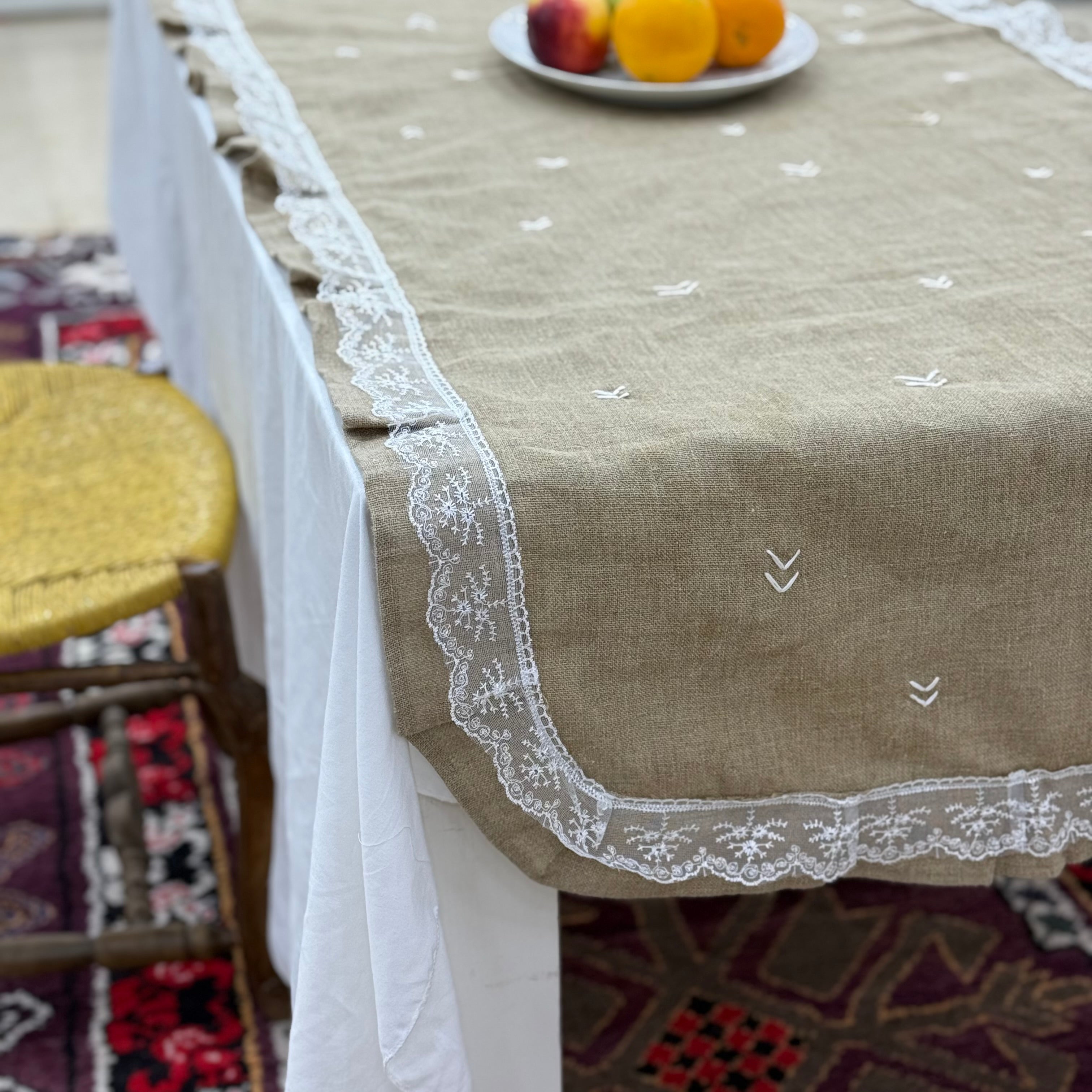 chemin de table en lin naturel