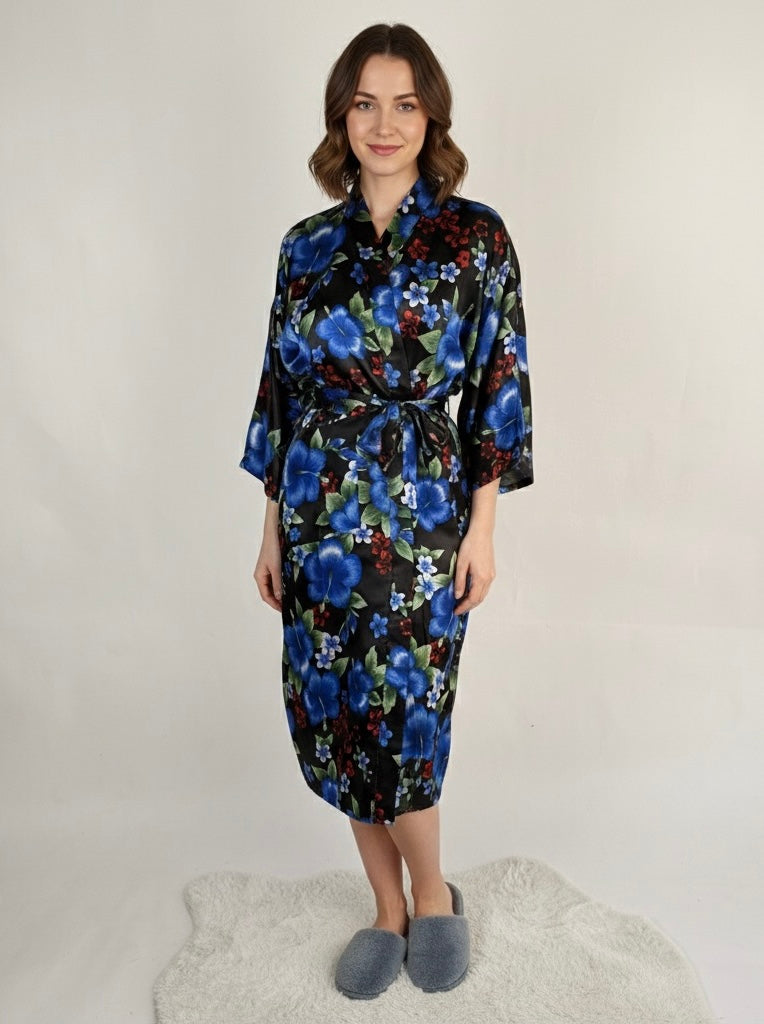 Kimono à fleurs bleues