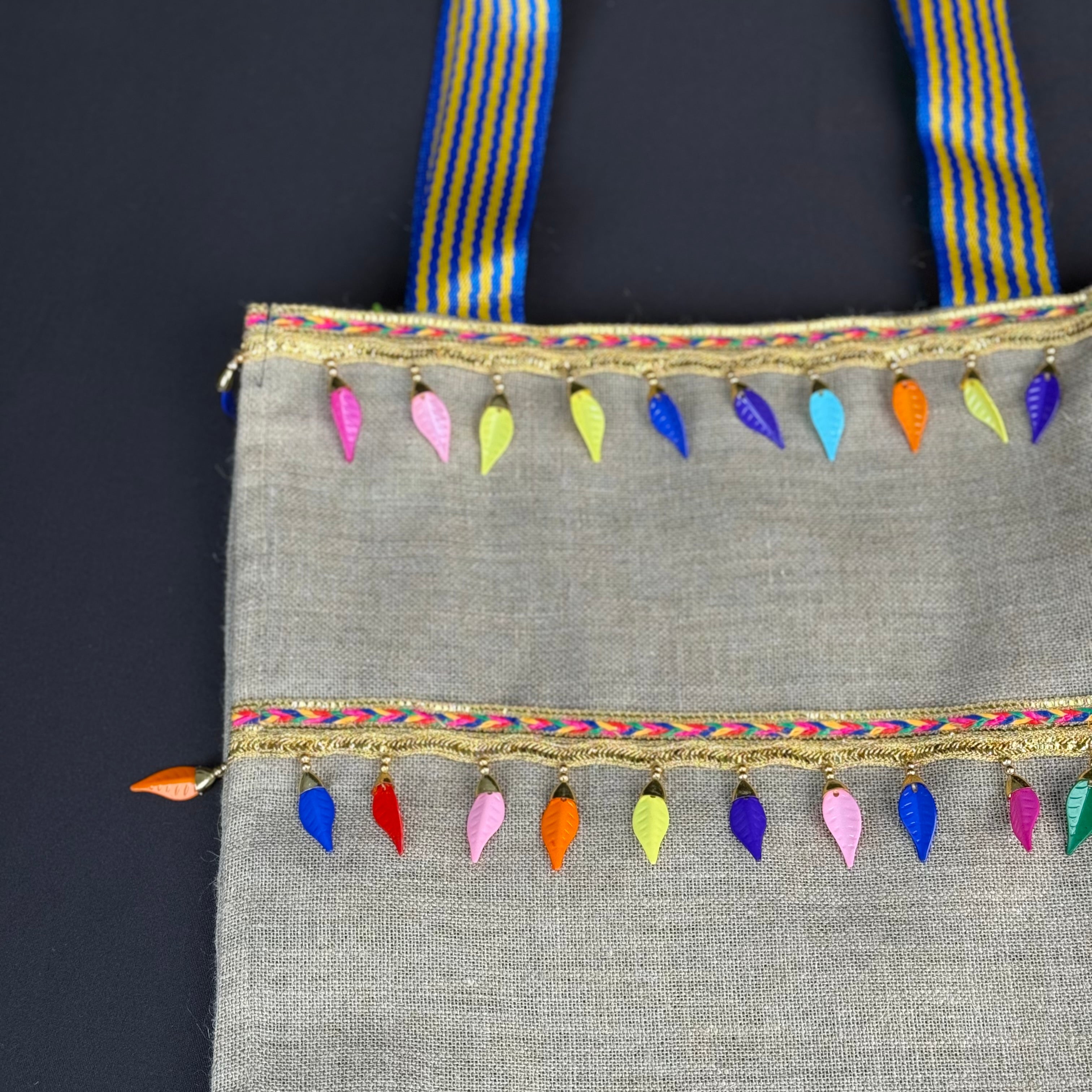 Tote bag en Toile de Jute Décoré