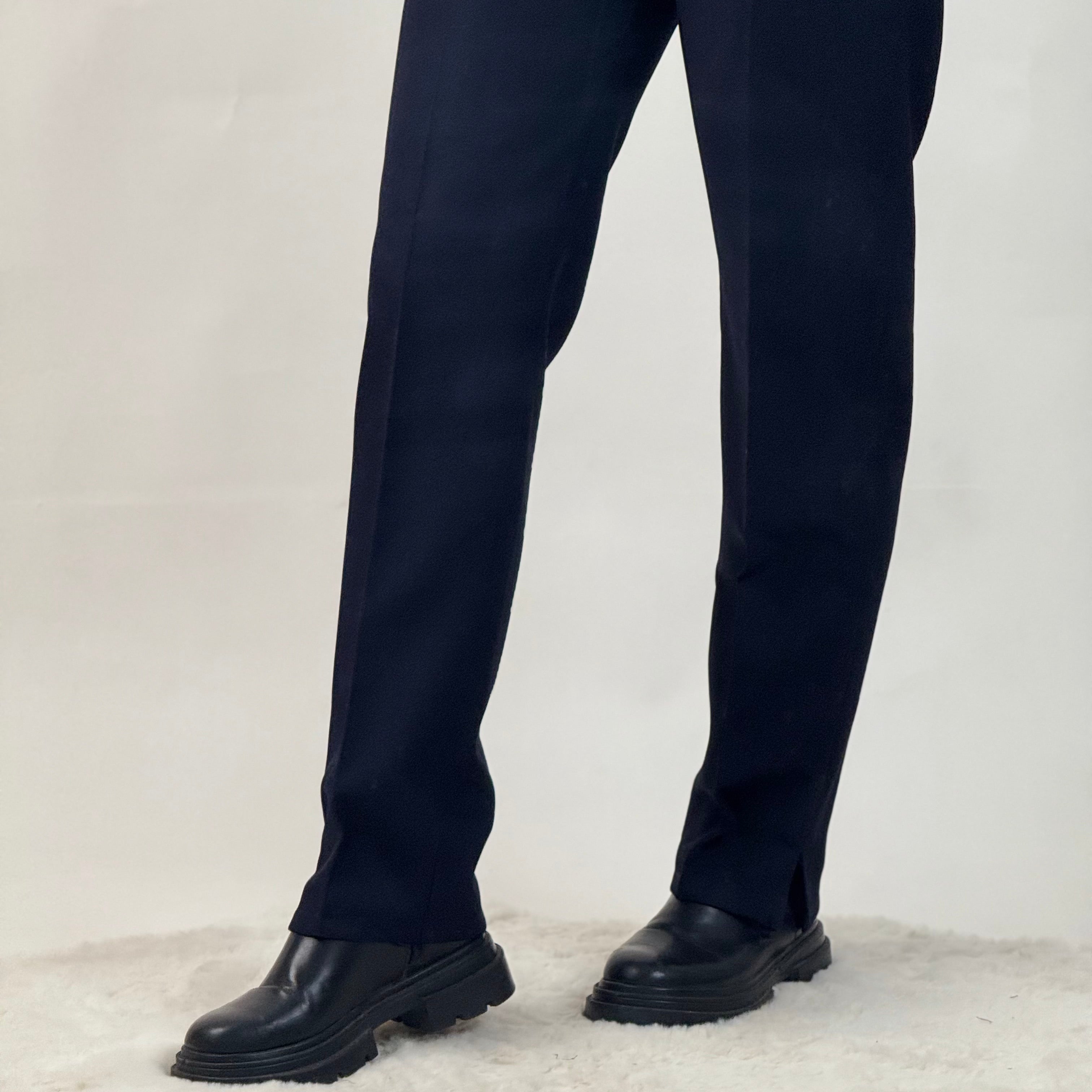 pantalon bleu nuit à coupe droite