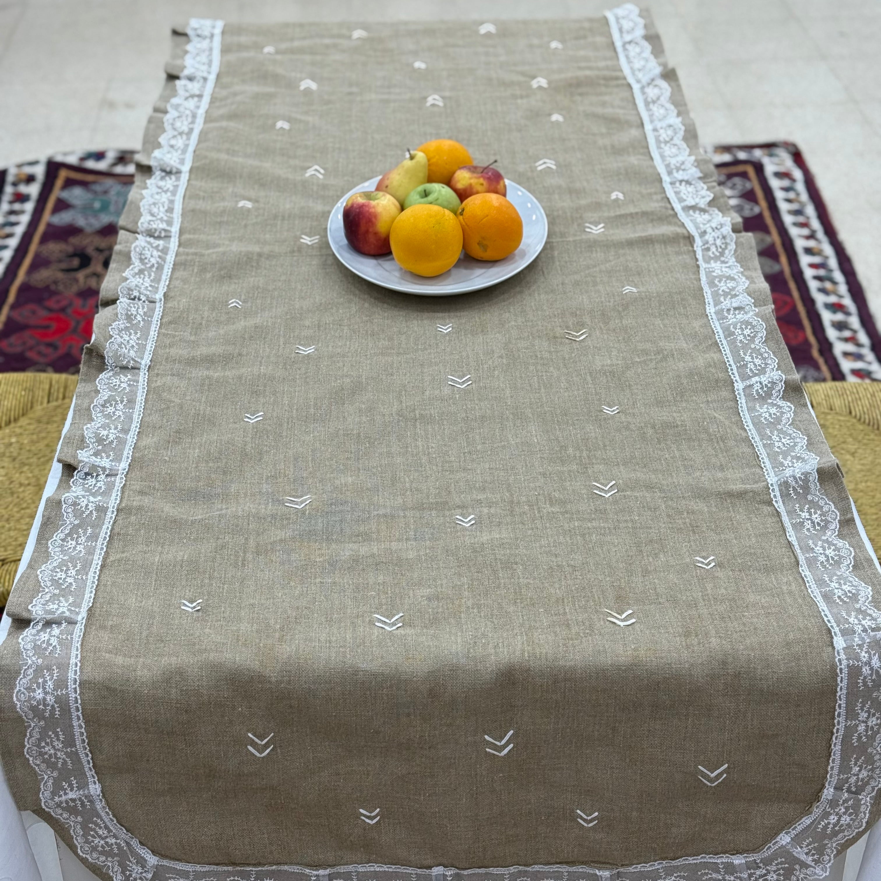 chemin de table en lin naturel