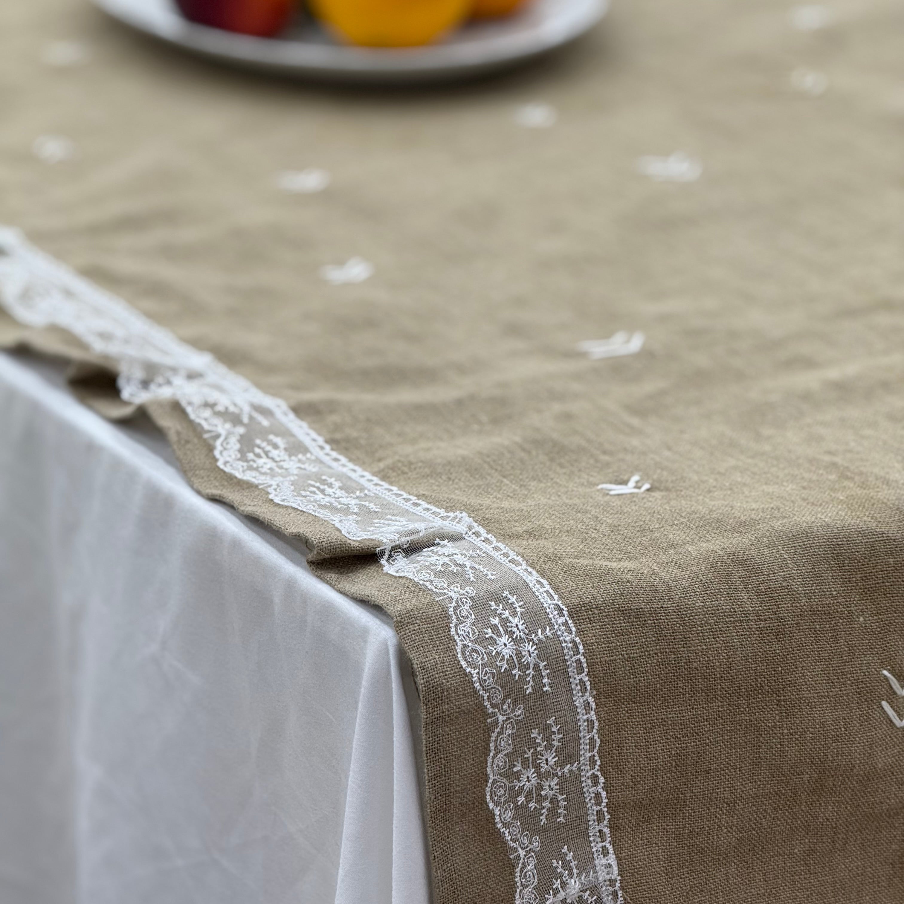 chemin de table en lin naturel