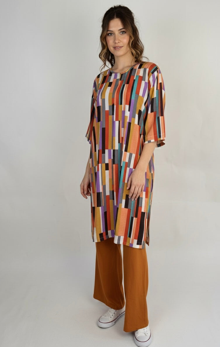 Ensemble oversize avec motif géométrique