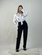 pantalon bleu nuit à coupe droite