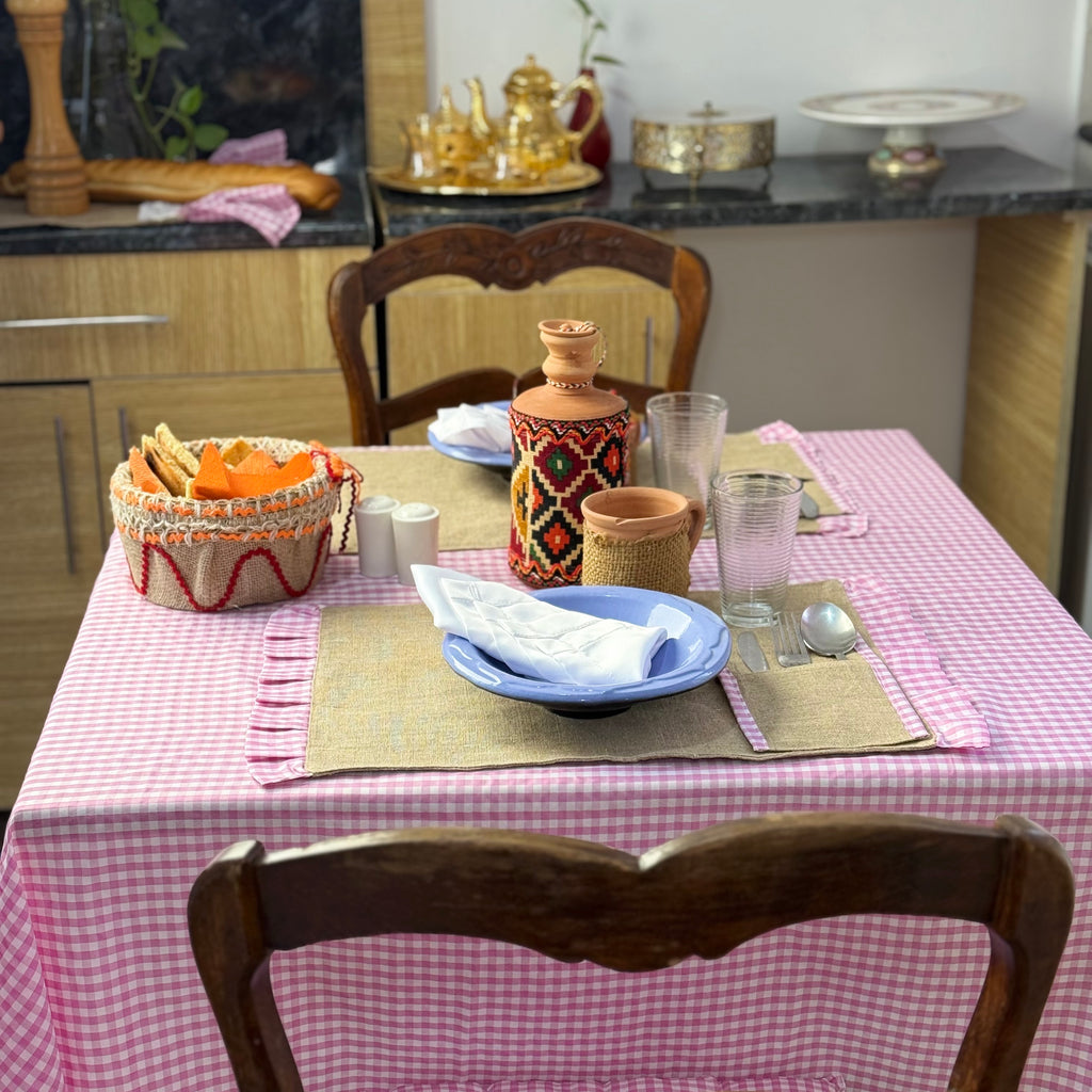 Série de table vichy rose