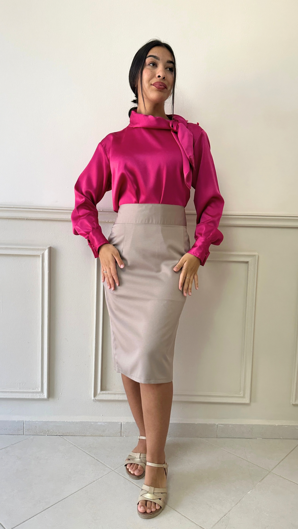 Jupe Droite Beige