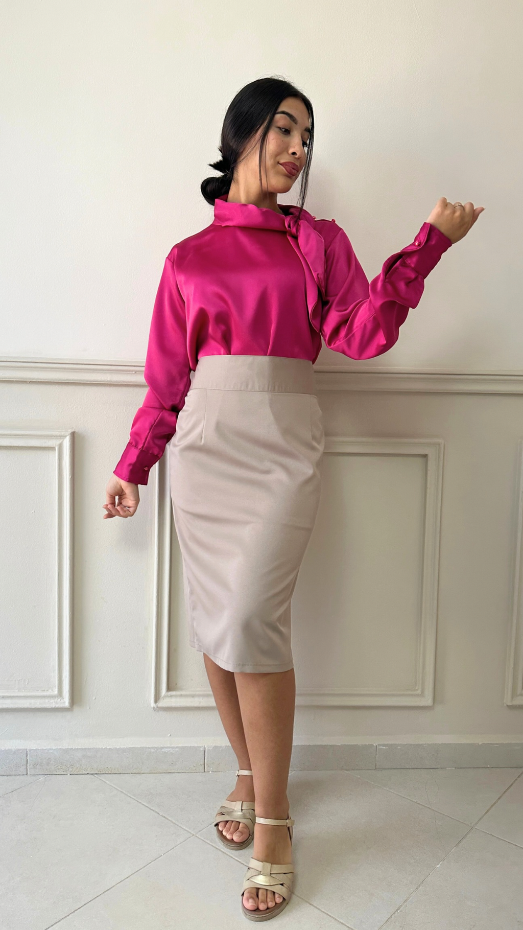 Jupe Droite Beige